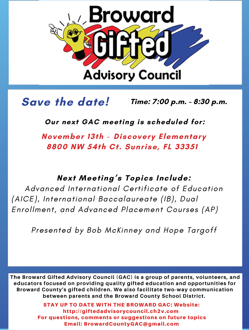  BROWARD GIFTED ADVISORY COUNCIL